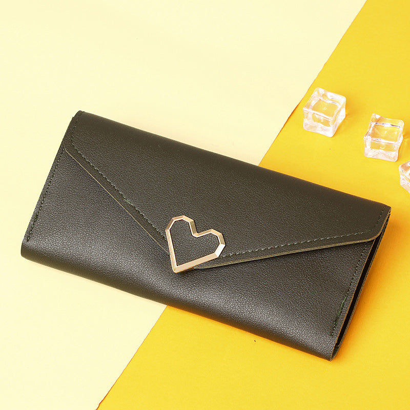 Women's Long Heart-shaped Three-fold Female Clutch Card Holder