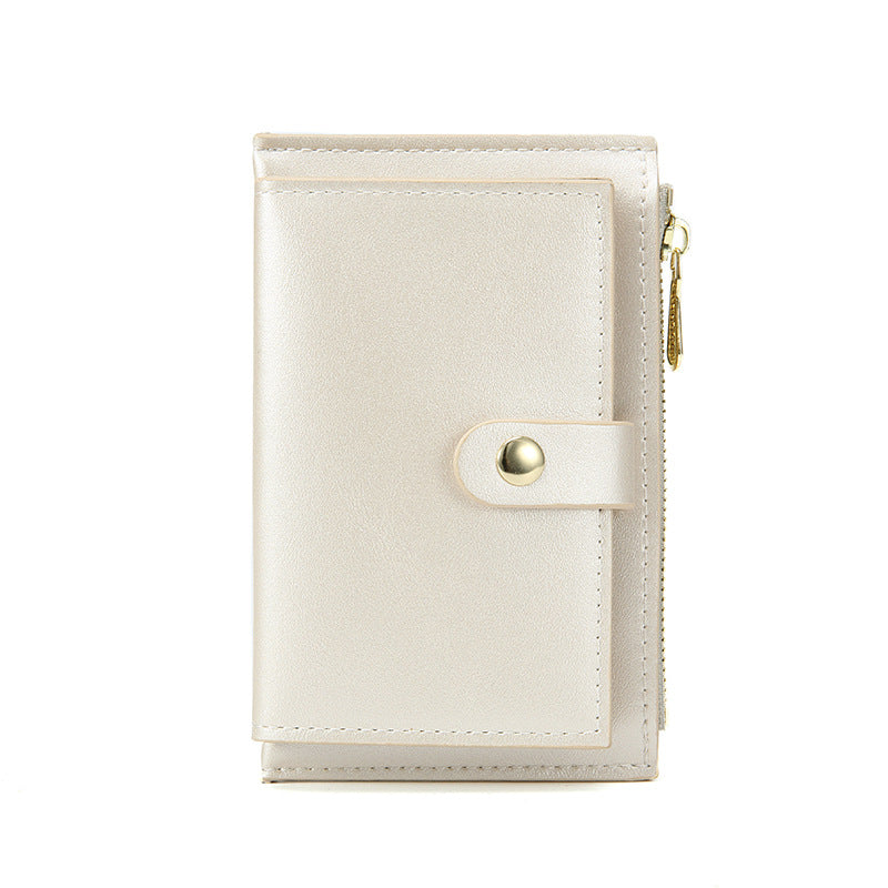 Women's Simple Korean Style Pearl Small Zipper Ladies Wallets