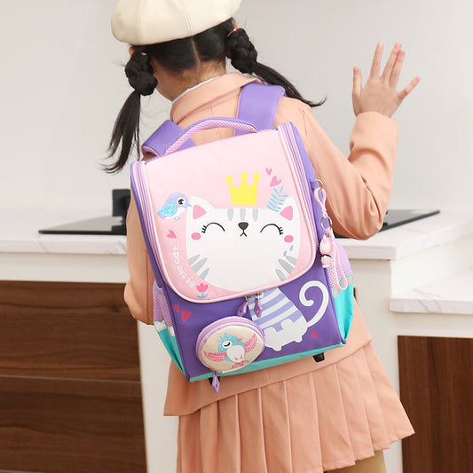 Children's Cute Cartoon Boys Contrast Color Large Backpacks