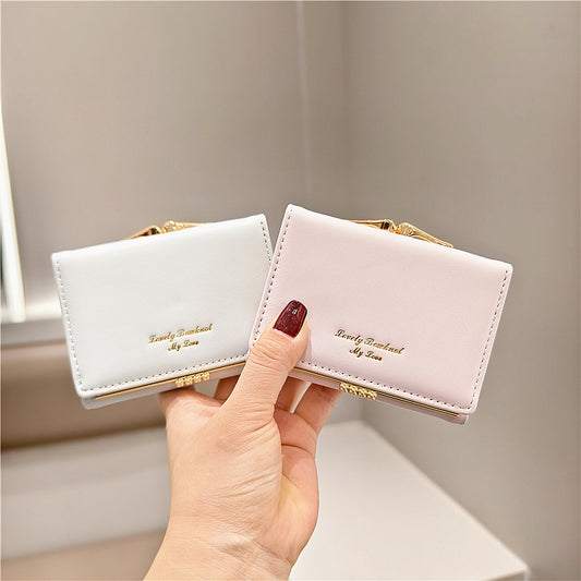 Women's Solid Color Short Small Clip Simple Ladies Wallets