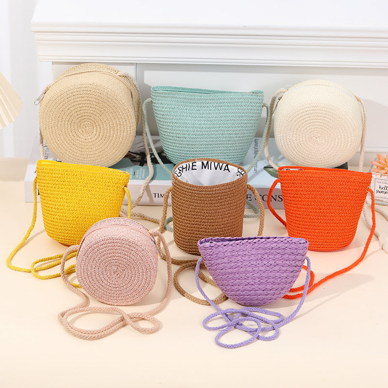 Children's Straw Knitted Little For Beach Cute Children's Coin Purse