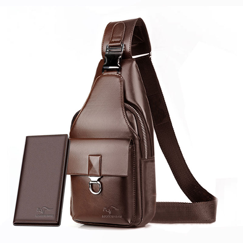 Men's Charging With Fashion Leather Waterproof Men's Chest Bags