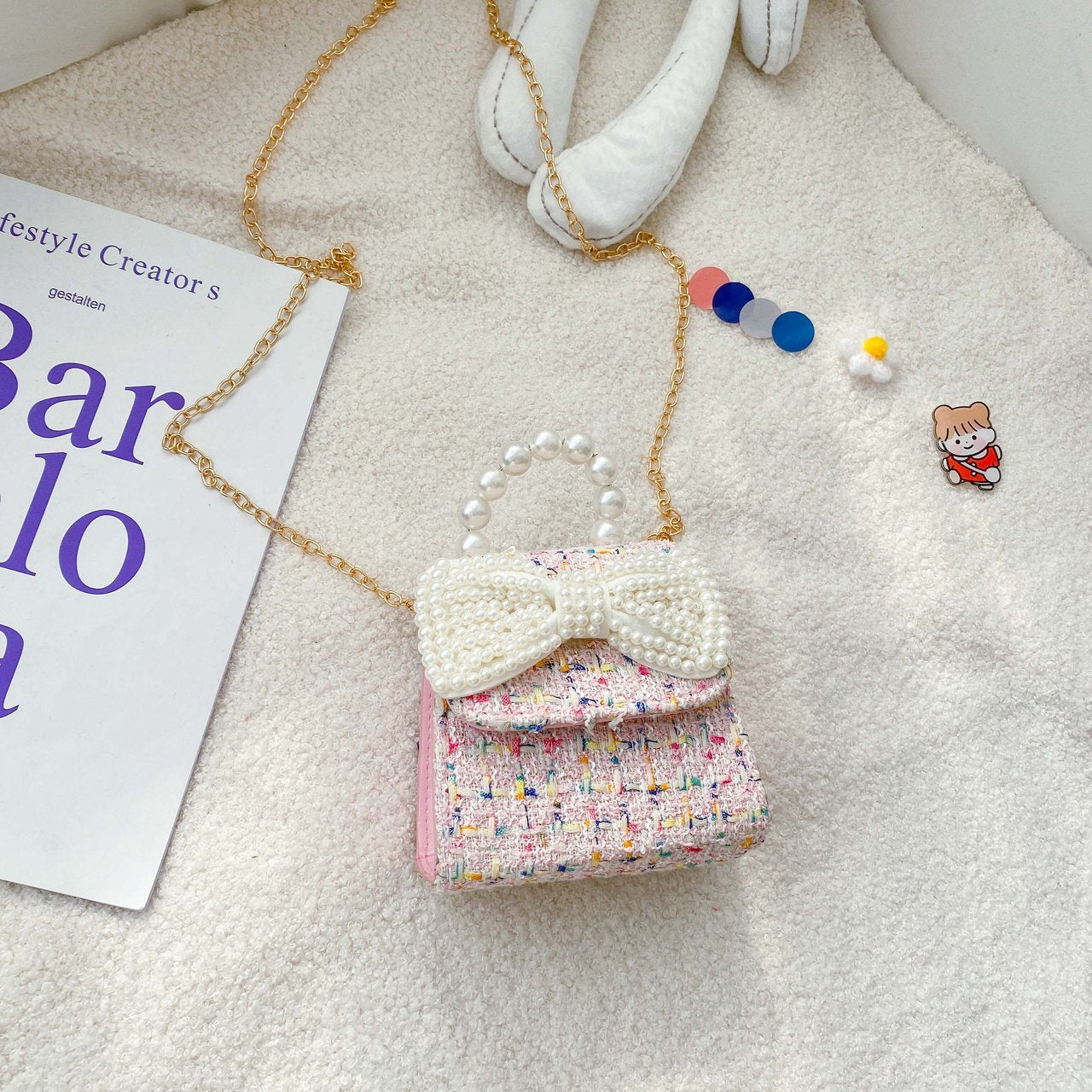 Mini sacs d'accessoires princesse à main en perles pour enfants