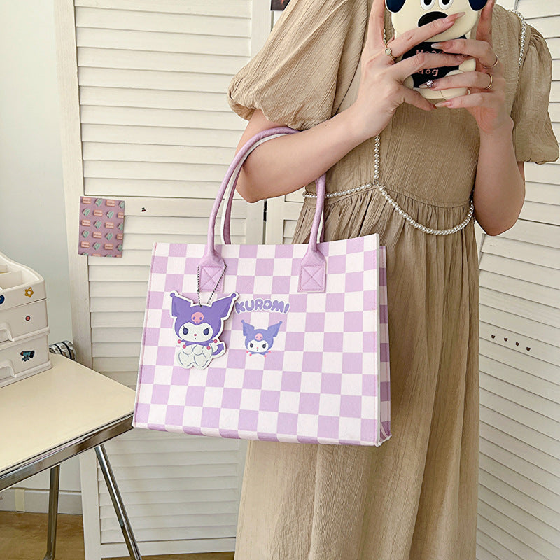 Large Capacity Cartoon Clow Check Tote Cosmetic Bags