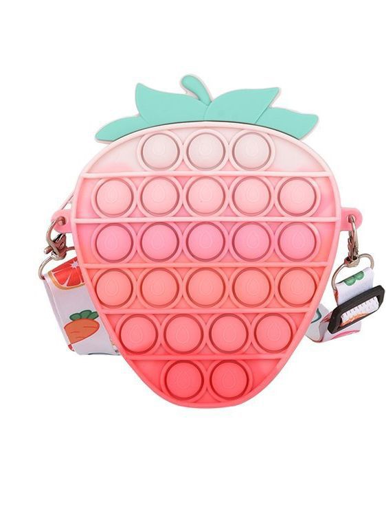 Cartoon Silicone Strawberry Cute Rainbow Female Coin Purses