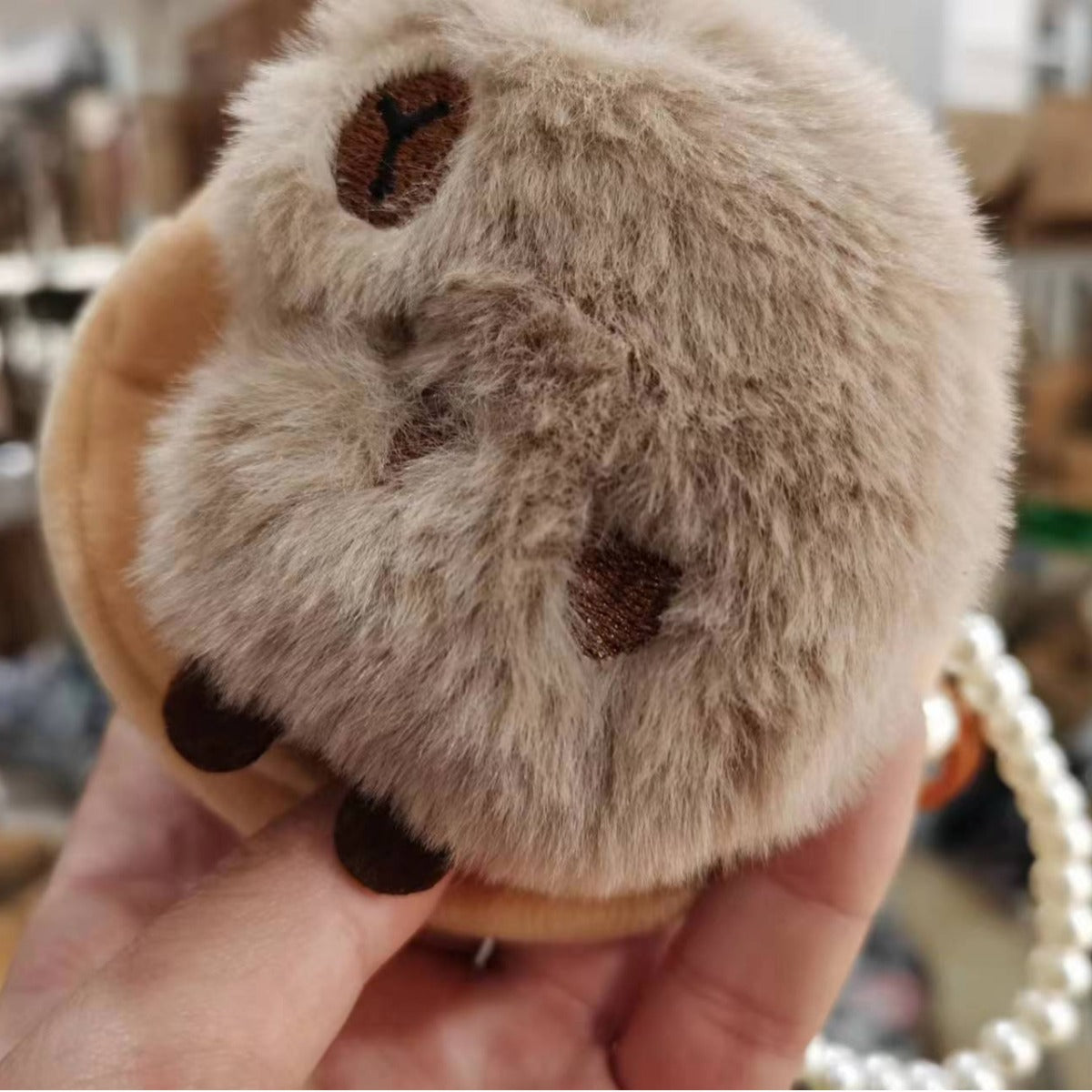 Mini petit castor rubis pendentif dessin animé en peluche porte-monnaie