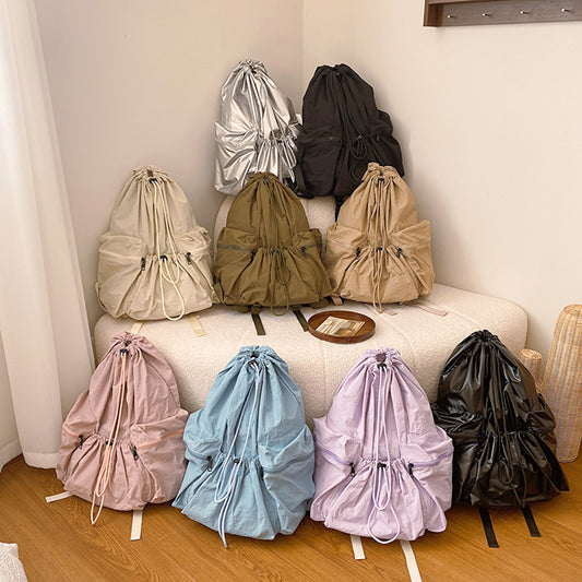 Leisure Artistic Canvas Fashionable Pleated Nylon Small Backpacks