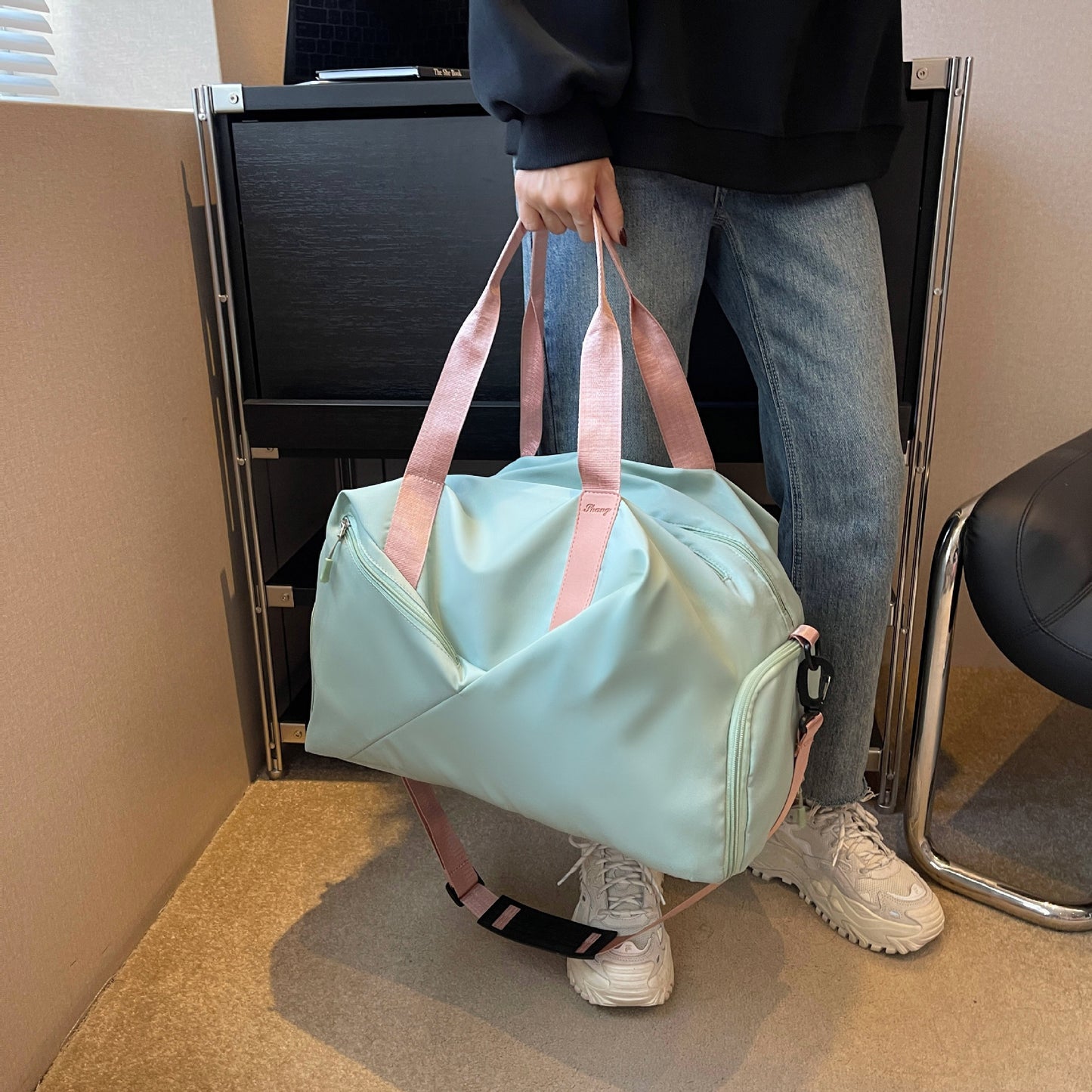 Grands sacs de voyage portables pour femmes, rangement par séparation sèche et humide