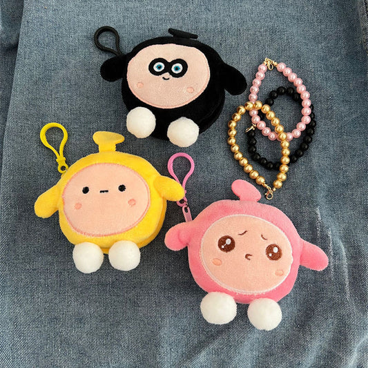 Porte-monnaie rond en peluche avec pendentif en forme d'œuf mignon