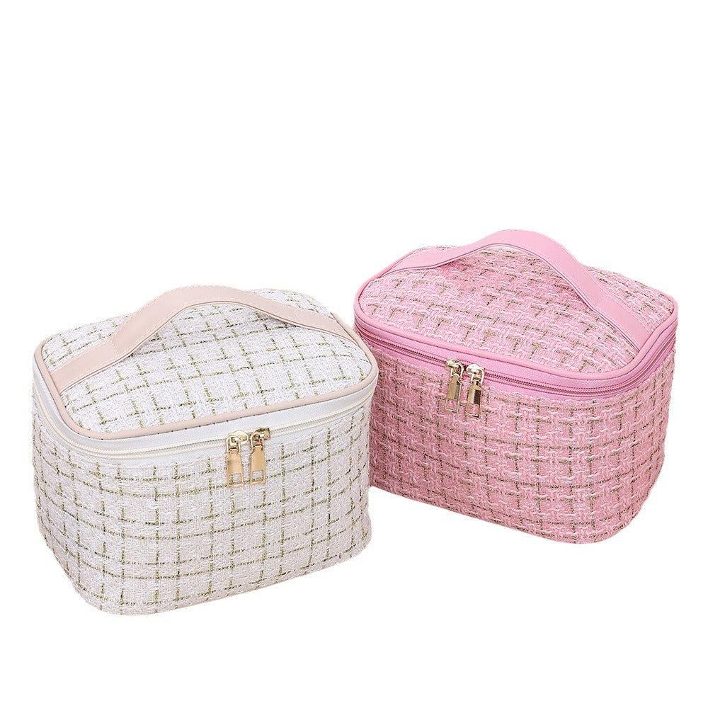 Plaid Large Classic Style Capacity Wind Good-looking Cosmetic Bags