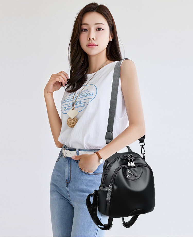 Women's Fashionable Portable One Mom Soft Leather Backpacks