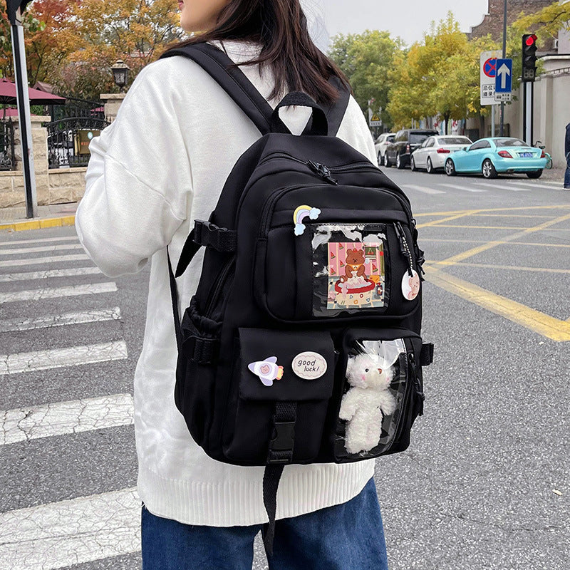 Pure Colored Fresh Female Leisure Junior Elementary School Students' Schoolbags