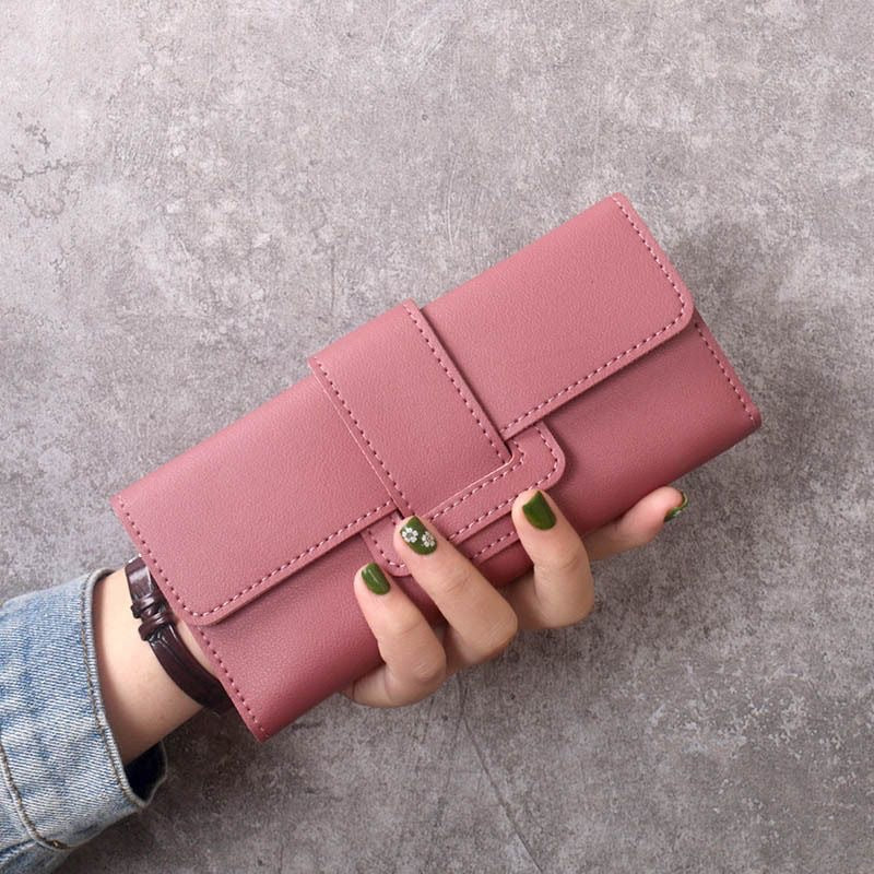 Pochette longue multifonction en cuir pour femmes, portefeuilles simples coréens pour dames