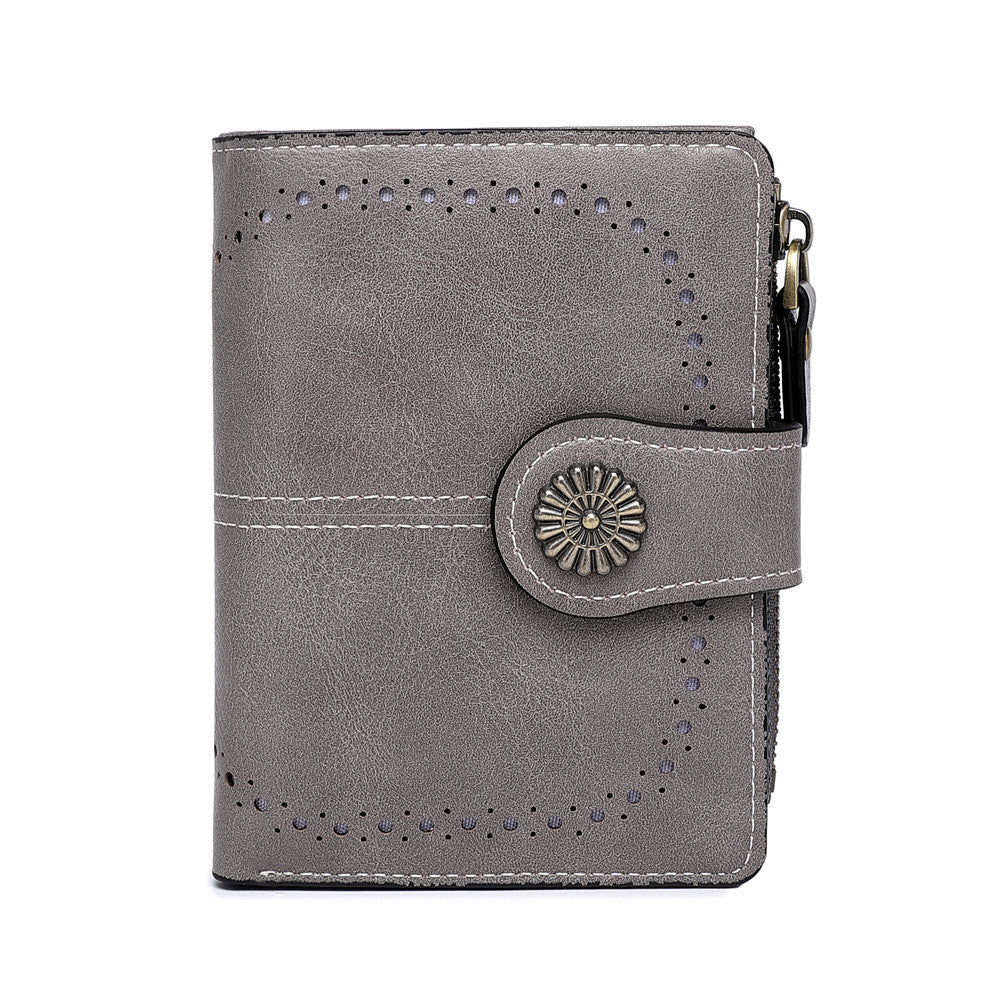 Women's Short Retro Large Capacity Clutch Coin Purses