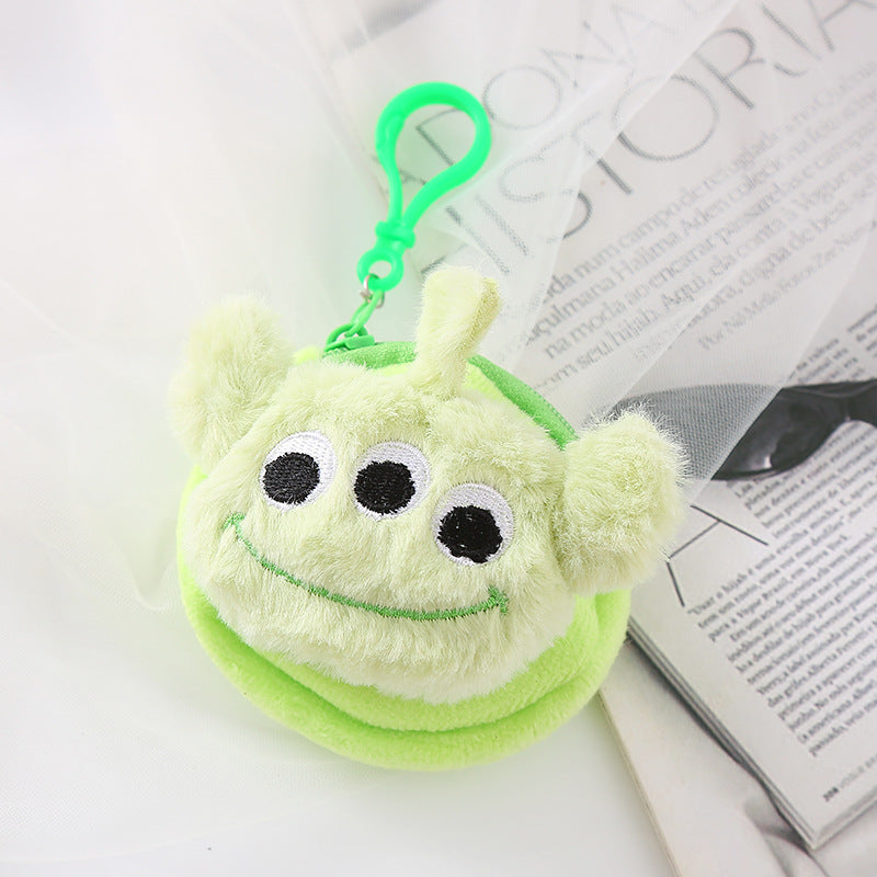 Cute Plush Doll Hairstyle Cartoon Zipper Storage Mini Purses