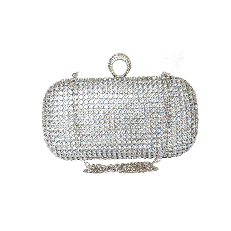 Women's Net Drill Dinner Rhinestone Head Holding Evening Bags