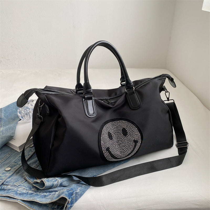 Women's Lightweight Big Tote Business Trip Cartoon Smiley Travel Bags