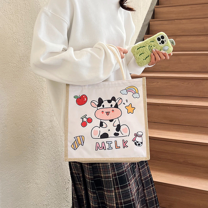 Cartoon Printing Clow Cotton Linen Plus Children's Shoulder Bags