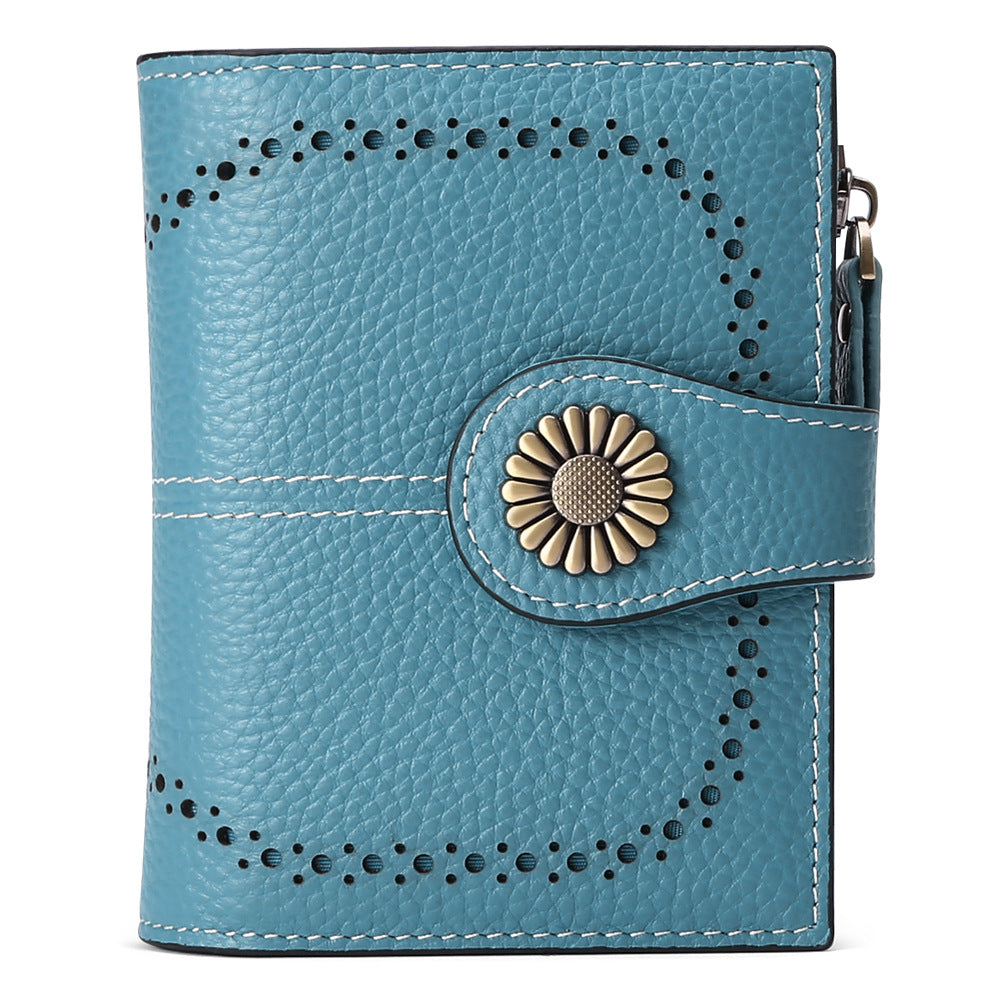 Women's Short Oil Wax Leather Zipper Ladies Wallets