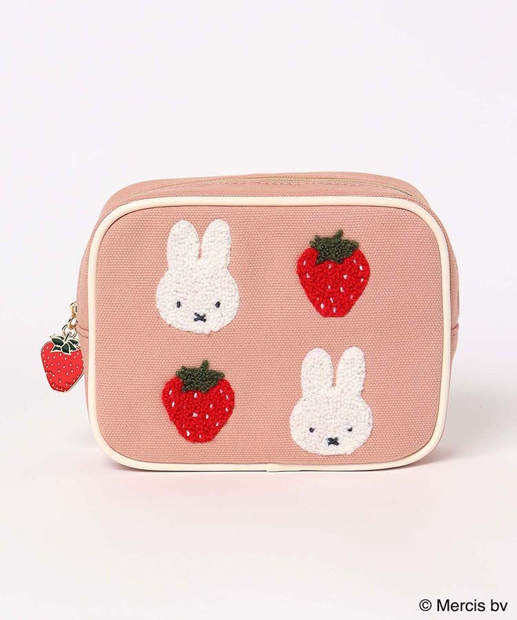 Strawberry Cartoon Cute Pink Square Makeup Cosmetic Bags