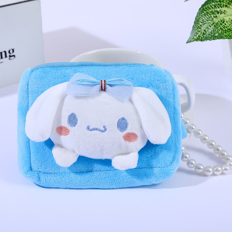 Women's Square Creative Plush Charm Certificate Pearl Coin Purses