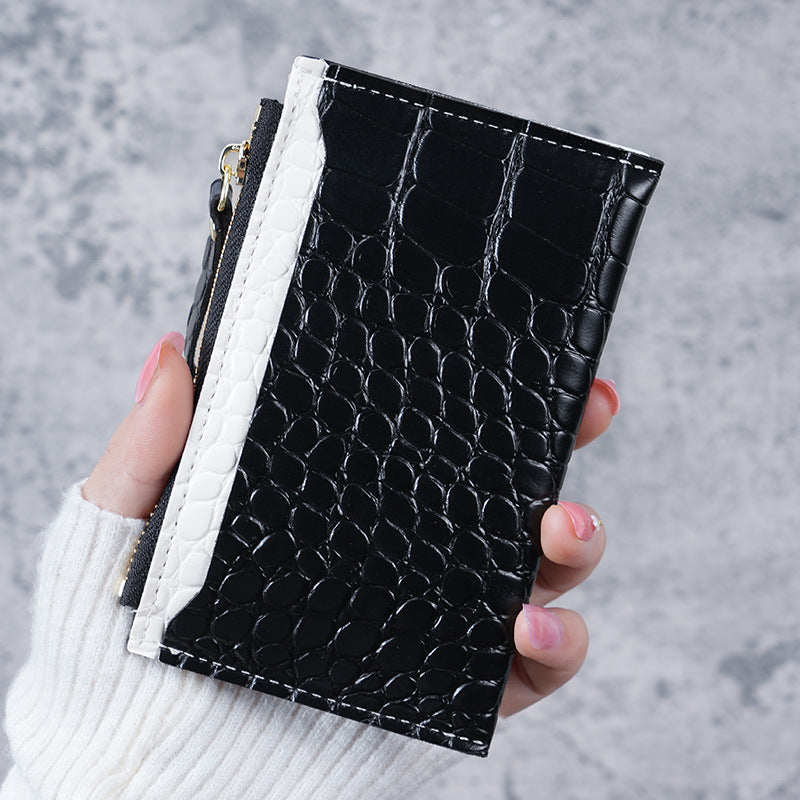 Women's Crocodile Pattern Zipper Multiple Slots Ding Ladies Wallets