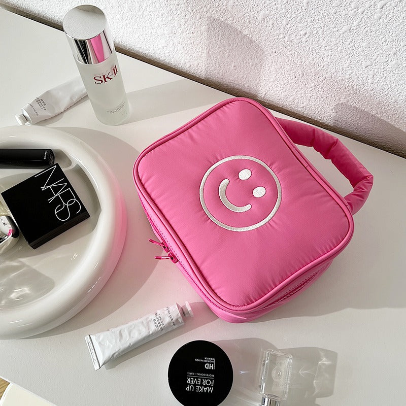 Korean Smiley Portable Female Large Capacity Cosmetic Bags