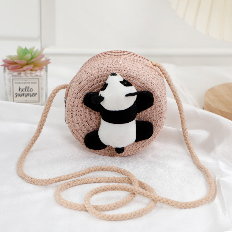 Children's Straw Female Cute Boy Western Style Leaning Bear Children's Coin Purse