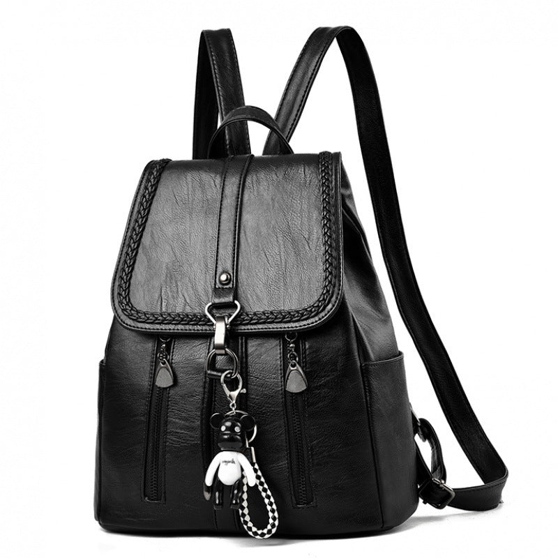 Women's Korean Style Versatile Fashion Cattlehide Large Backpacks