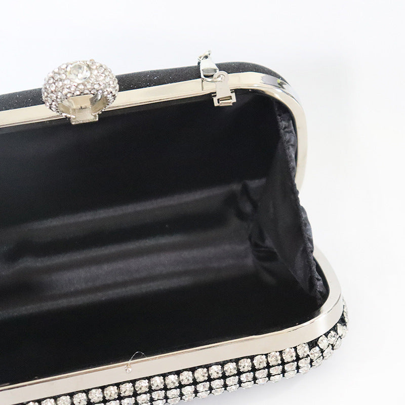 Women's Net Drill Dinner Rhinestone Head Holding Evening Bags