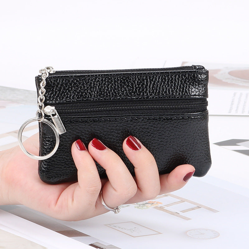 Authentic Leather Tactile Feel Female Small Mini Short Zip Coin Purses