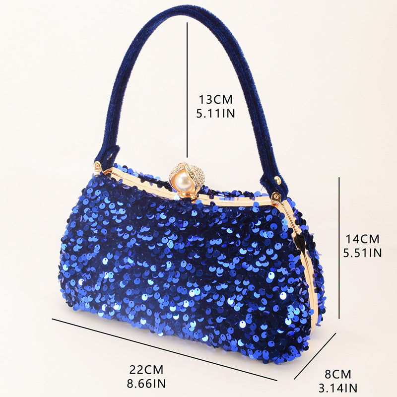 Robe de dîner à paillettes pour femmes, sacs solides portables en diamant