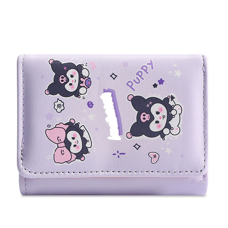 Women's Mini Clow Pacha Dog Portable Plaid Ladies Wallets