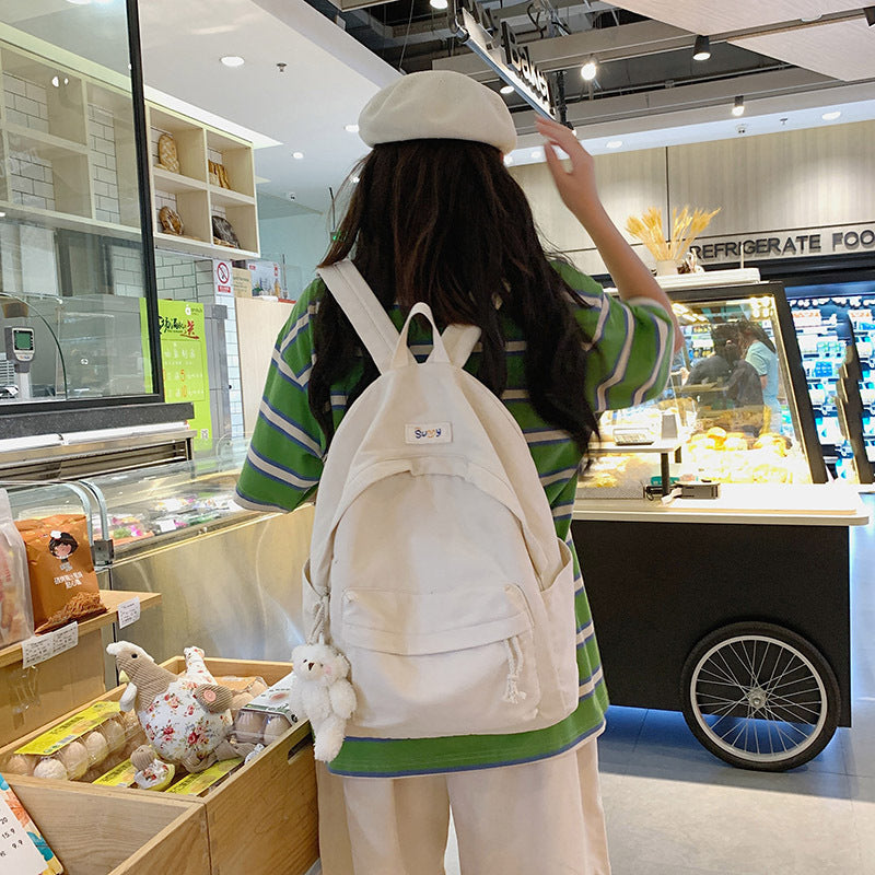 Style Fresh Campus Simple Canvas Female Backpacks