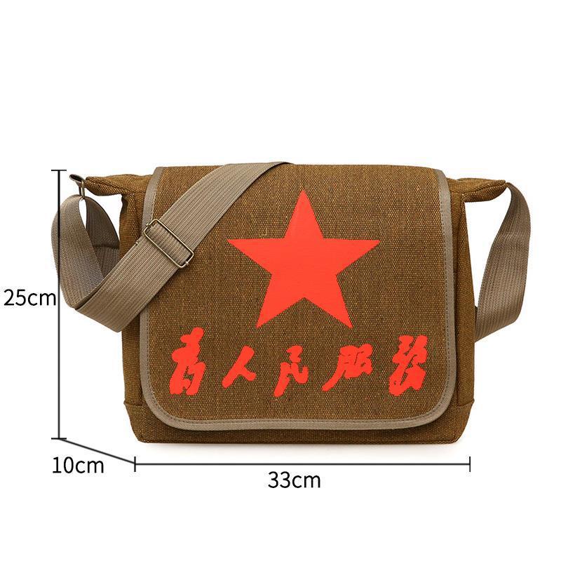 Army Serving People Canvas Nostalgic Retro Men's Shoulder Bags