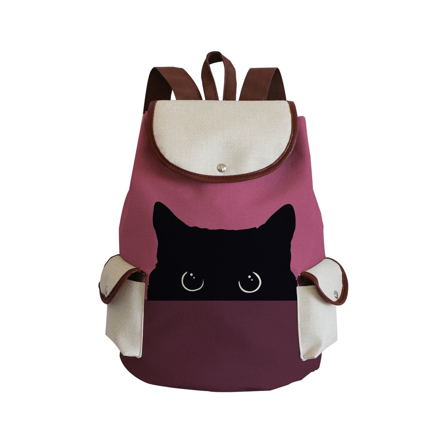 Cute Color Matching Cat Printing Large Middle School Students' Schoolbags