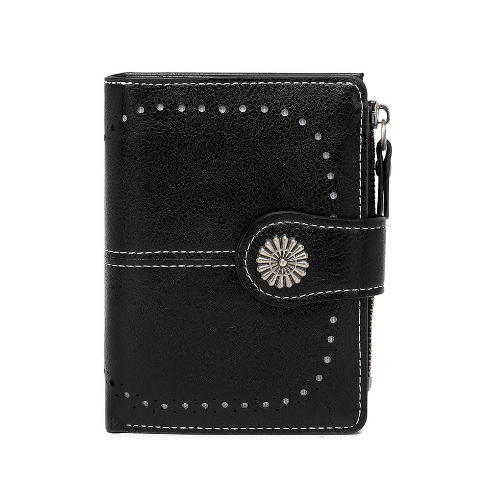 Women's Short Retro Large Capacity Clutch Coin Purses