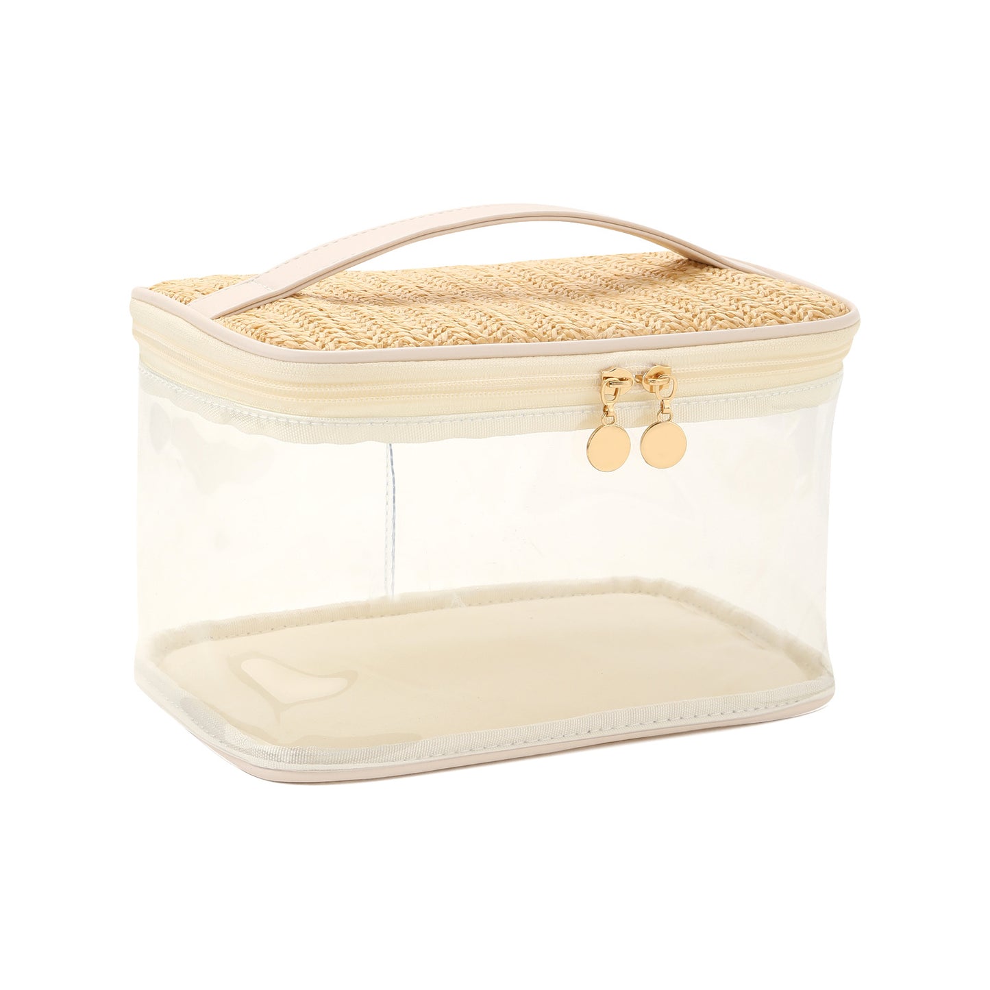 Classic Style Large Capacity Straw Portable Cosmetic Bags