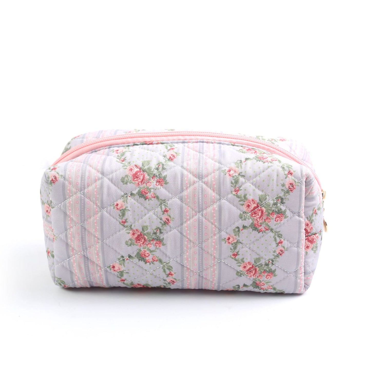 Floral Quilting Zipper Large Capacity Carrying Cosmetic Bags