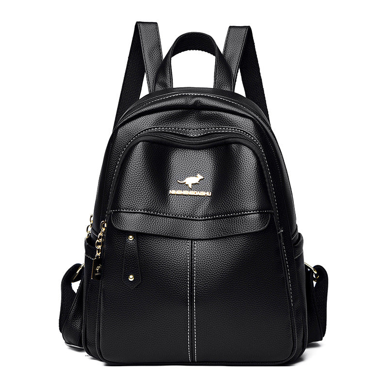 Women's Leather Tactile Feel Female Fashionable Large Capacity Backpacks