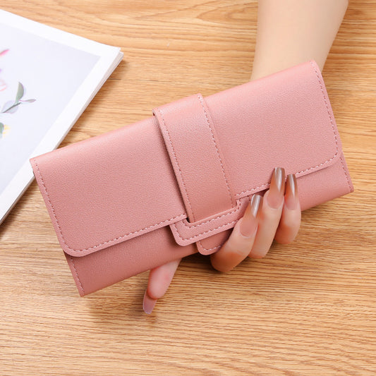 Women's Long Three-fold Flip Korean Style Fresh Ladies Wallets