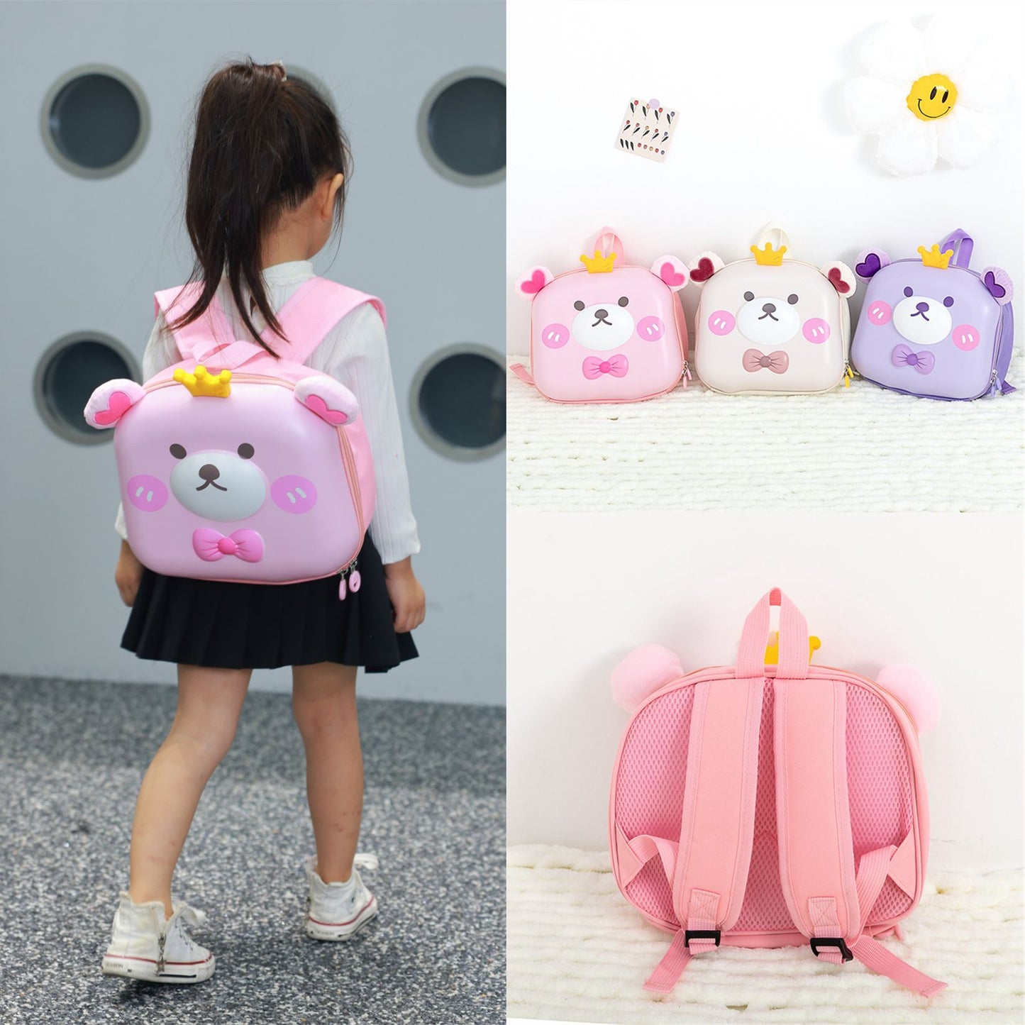 Children's Cute Cartoon Egg Shell Crown Bear Learn Children's Backpacks