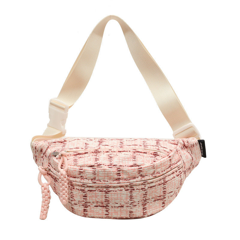 Corduroy Plaid Female Minority Design Lightweight Waist Packs