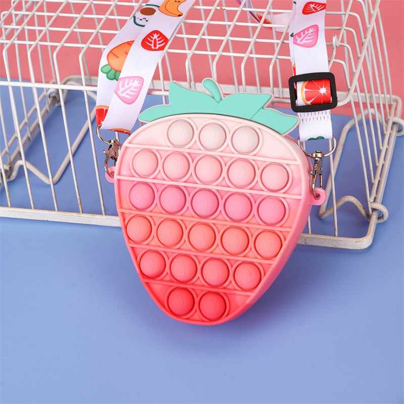 Cartoon Silicone Strawberry Cute Rainbow Female Coin Purses