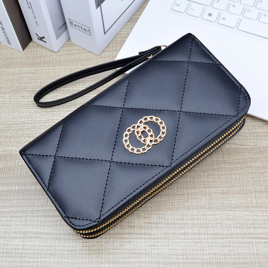 Women's Long Double Zipper Mom Fashion Simple Ladies Wallets