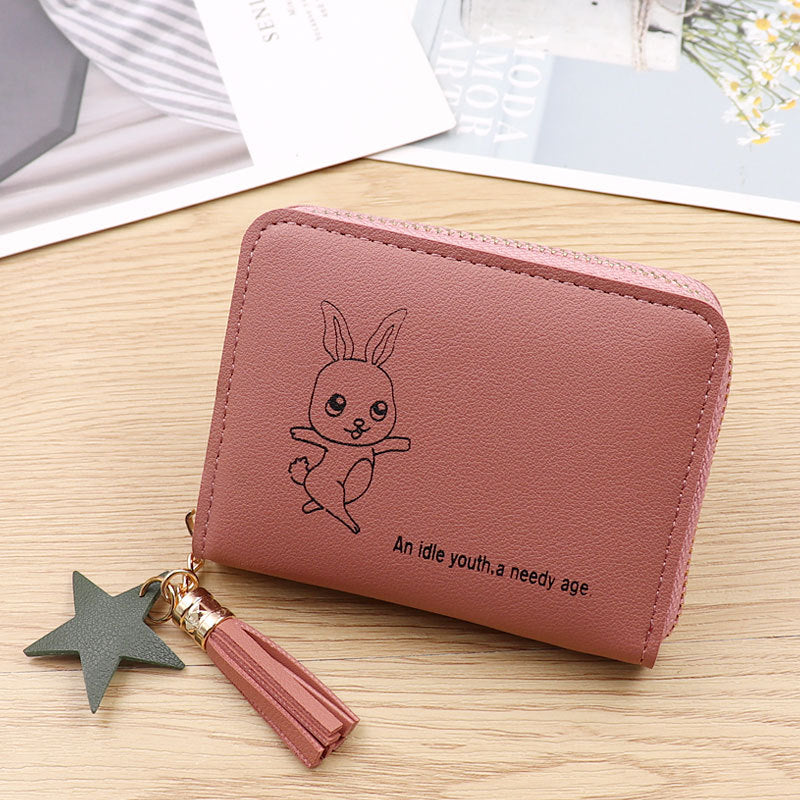 Women's Color Cute Style Zipper Korean Simple Purses