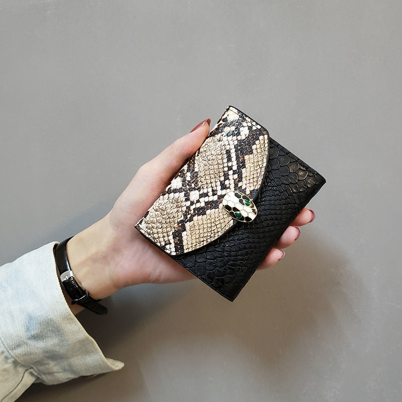 Women's Patchwork Snakeskin Short Lady's Fashion Ladies Wallets