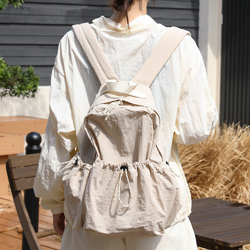 Leisure Artistic Nylon Fashion Pleated Drawstring Backpacks