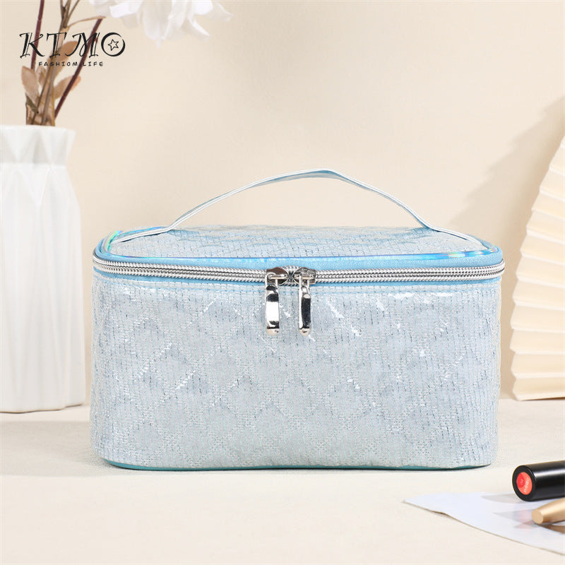 Sier Silk Rhombus Personal Hygiene Waterproof Cosmetic Bags