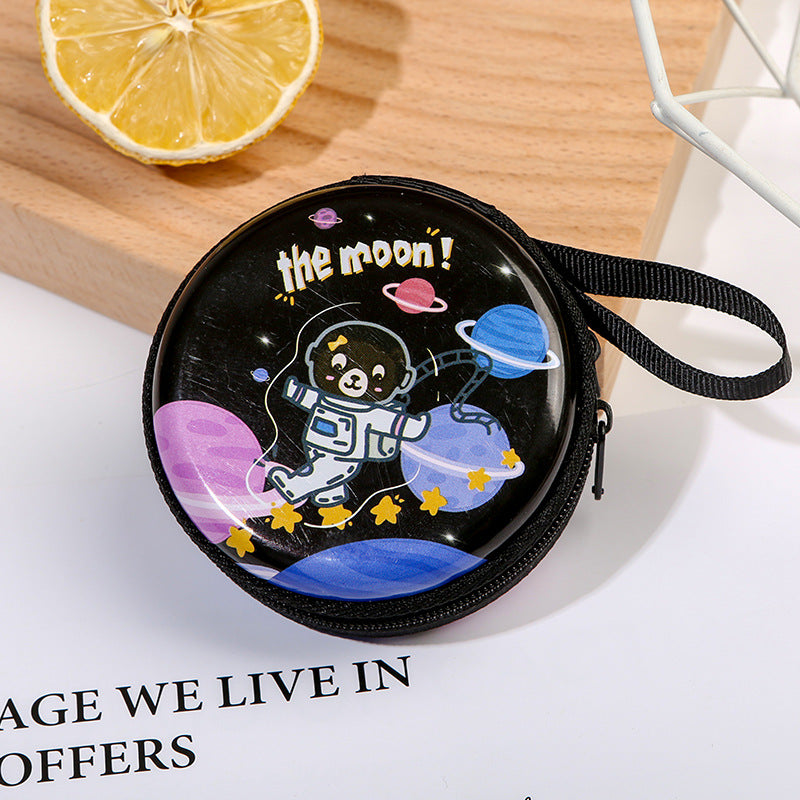 Mini Cartoon Zipper Usb Cable Storage Coin Purses